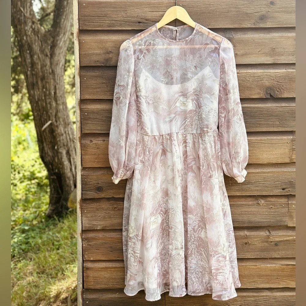 Vintage long sleeved Majestic fully lined Dress - made in Canada - S - Picture 1 of 10